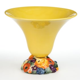 AMERICAN FULPER POTTERY BOUQUET MOTIF TWO-PIECE CERAMIC CENTERPIECE