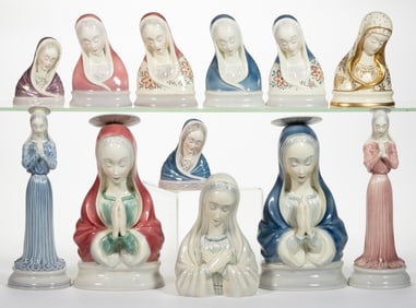 AMERICAN GORT BONE CHINA HAND-PAINTED MADONNA FIGURES, LOT OF 12