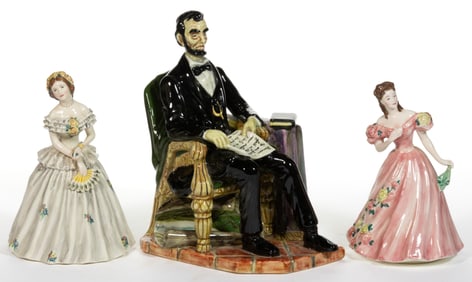 AMERICAN GORT BONE CHINA HAND-PAINTED CERAMIC HISTORICAL FIGURES, LOT OF THREE