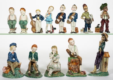 AMERICAN GORT BONE CHINA HAND-PAINTED CERAMIC CHILDREN FIGURES, LOT OF 13