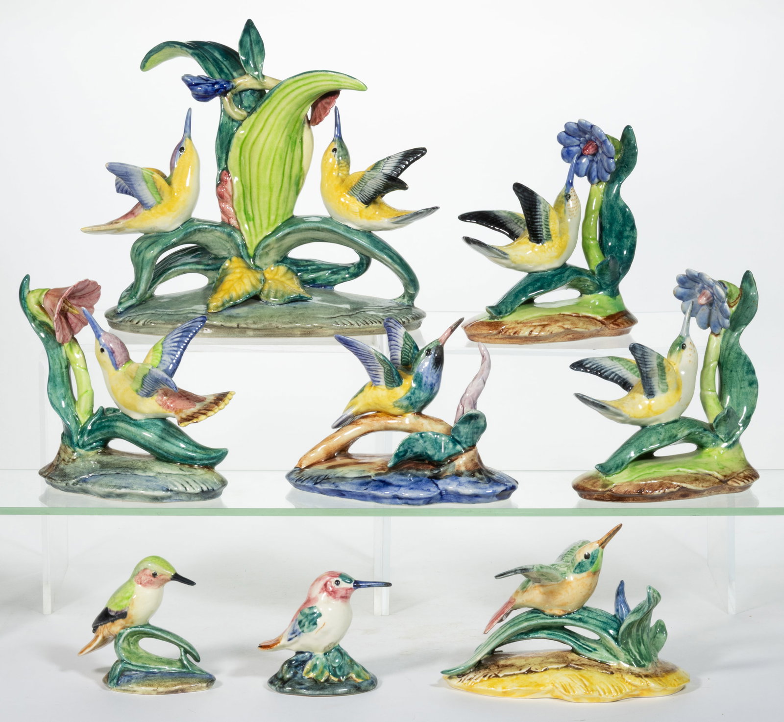 AMERICAN STANGL POTTERY HAND-PAINTED CERAMIC BIRD FIGURES, LOT OF EIGHT (1 of 2)