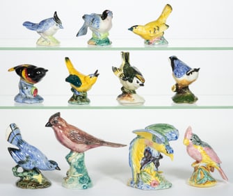 AMERICAN STANGL POTTERY HAND-PAINTED CERAMIC BIRD FIGURES, LOT OF 11