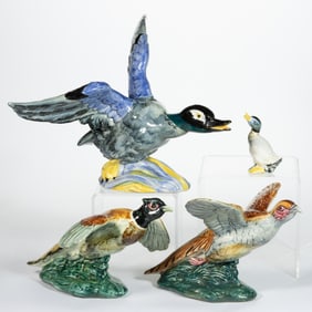 AMERICAN STANGL POTTERY HAND-PAINTED CERAMIC GAME BIRDS, LOT OF FOUR