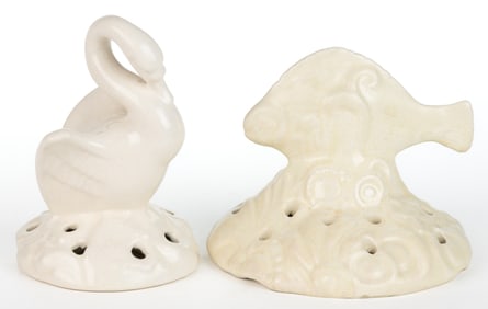 AMERICAN FULPER POTTERY FIGURAL FLOWER FROGS, LOT OF TWO
