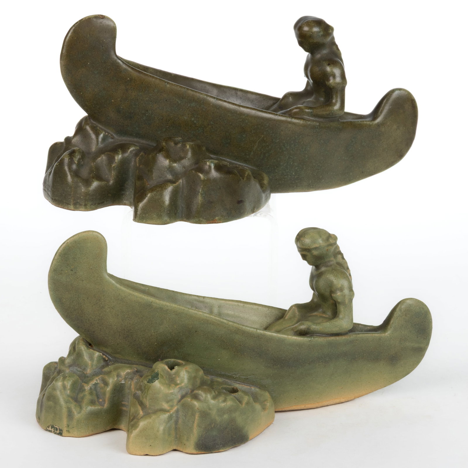 AMERICAN FULPER POTTERY FIGURAL FLOWER FROGS, LOT OF TWO (1 of 3)