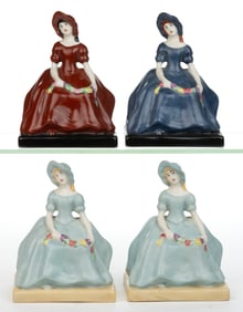 AMERICAN FULPER POTTERY "GARLAND" FIGURAL WOMEN PAIR OF BOOKENDS, LOT OF TWO