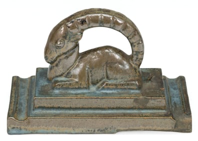 AMERICAN ENCAUSTIC TILING CO. CERAMIC FIGURAL RAM PAPERWEIGHT