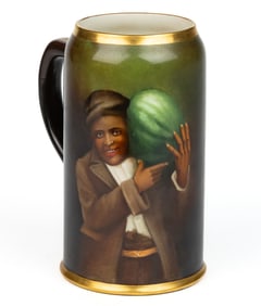 AMERICAN BELLEEK LENOX PORCELAIN BLACK AMERICANA MUG / TANKARD