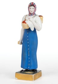 RUSSIAN GARDNER PORCELAIN HAND-PAINTED WOMAN FIGURE