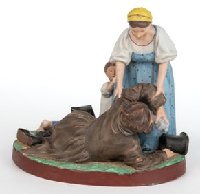 RUSSIAN GARDNER PORCELAIN HAND-PAINTED FIGURAL GROUP