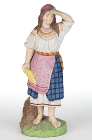 RUSSIAN GARDNER PORCELAIN HAND-PAINTED FIGURE OF A WOMAN