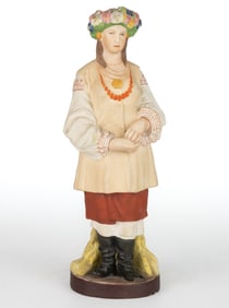 RUSSIAN GARDNER PORCELAIN HAND-PAINTED FIGURE OF A WOMAN
