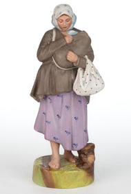 RUSSIAN GARDNER PORCELAIN HAND-PAINTED FIGURE OF A WOMAN