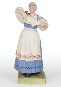 RUSSIAN GARDNER PORCELAIN HAND-PAINTED FIGURE OF A WOMAN