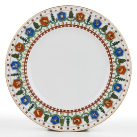 RUSSIAN KORNILOV BROTHERS PORCELAIN ANIMAL MOTIF PLATE