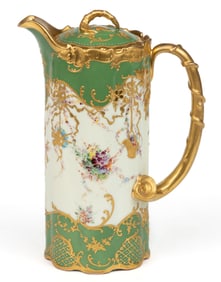 GERMAN DRESDEN PORCELAIN HAND-PAINTED CHOCOLATE POT