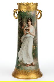 SIGNED FRENCH LIMOGES PORCELAIN HAND-PAINTED PORTRAIT VASE (1 of 5)