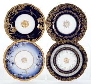 FRENCH HAVILAND LIMOGES PORCELAIN COBALT PLATES, LOT OF FOUR