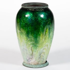 FRENCH CAMILLE FAURE LIMOGES ENAMELED PORCELAIN VASE