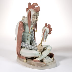 SPANISH LLADRO PORCELAIN NORMAN ROCKWELL HAND-PAINTED JESTER FIGURE