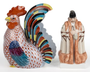 HUNGARIAN HEREND PORCELAIN HAND-PAINTED FIGURES, LOT OF TWO