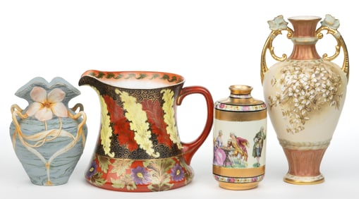 AUSTRIAN / GERMAN PORCELAIN ARTICLES, LOT OF FOUR