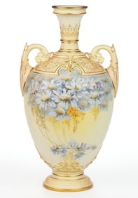 ENGLISH ROYAL WORCESTER PORCELAIN BLUSH IVORY LARGE VASE