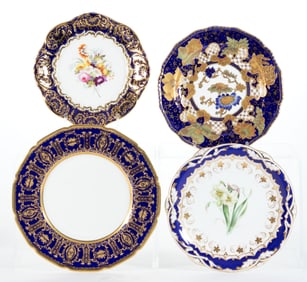 ENGLISH PORCELAIN COBALT PLATES, LOT OF FOUR