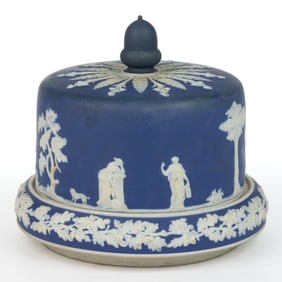 ENGLISH JASPERWARE CERAMIC DOMED CHEESE DISH