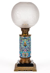 CONTINENTAL LONGWY-STYLE FAIENCE CERAMIC KEROSENE VASE LAMP