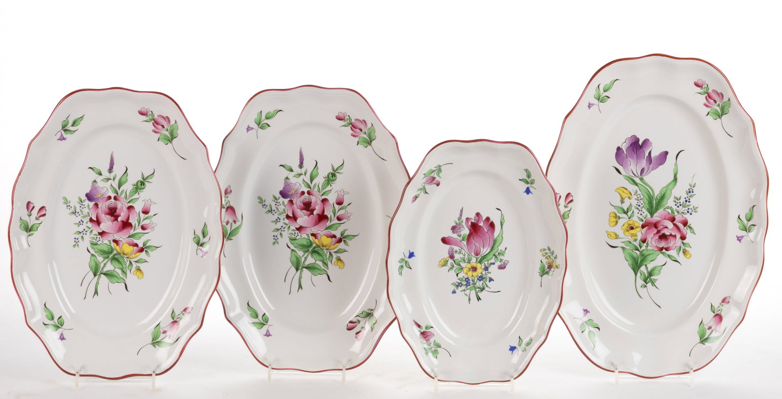 FRENCH LUNEVILLE FAIENCE OLD STRASBOURG EARTHENWARE PLATTERS, LOT OF FOUR (1 of 2)