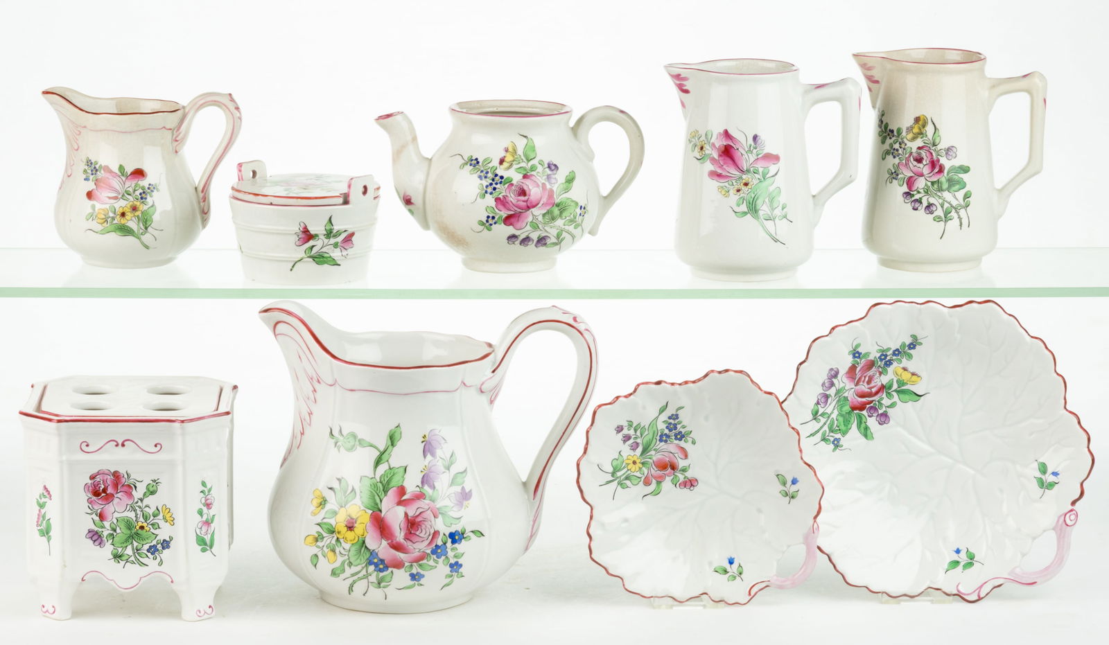 FRENCH LUNEVILLE FAIENCE OLD STRASBOURG ASSORTED CERAMIC ARTICLES, LOT OF NINE (1 of 1)