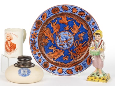 ENGLISH TRANSFER-PRINTED CERAMIC ARTICLES, LOT OF FOUR