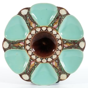 ENGLISH MINTON MAJOLICA CERAMIC OYSTER PLATE