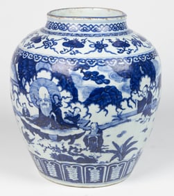 CHINESE EXPORT PORCELAIN BLUE AND WHITE LARGE VASE