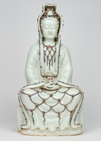 CHINESE EXPORT PORCELAIN CELADON GUANYIN FIGURE