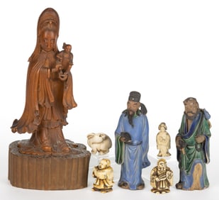 ASSORTED CHINESE / ASIAN FIGURAL ARTICLES, LOT OF SEVEN