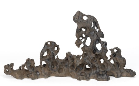 CHINESE METAL SCHOLAR STONE-FORM BRUSH REST