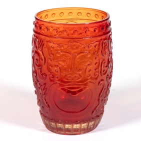 CHINESE CARVED CAMEO BARREL-FORM CUP / DRINKING GLASS