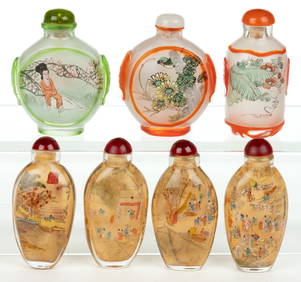 CHINESE REVERSE-PAINTED GLASS SNUFF BOTTLES, LOT OF SEVEN (1 of 6)
