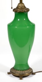 STEUBEN JADE GREEN ART GLASS ELECTRIC TABLE LAMP