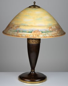 PAIRPOINT CORPORATION ELECTRIC TABLE LAMP WITH REVERSE PAINTED SHADE