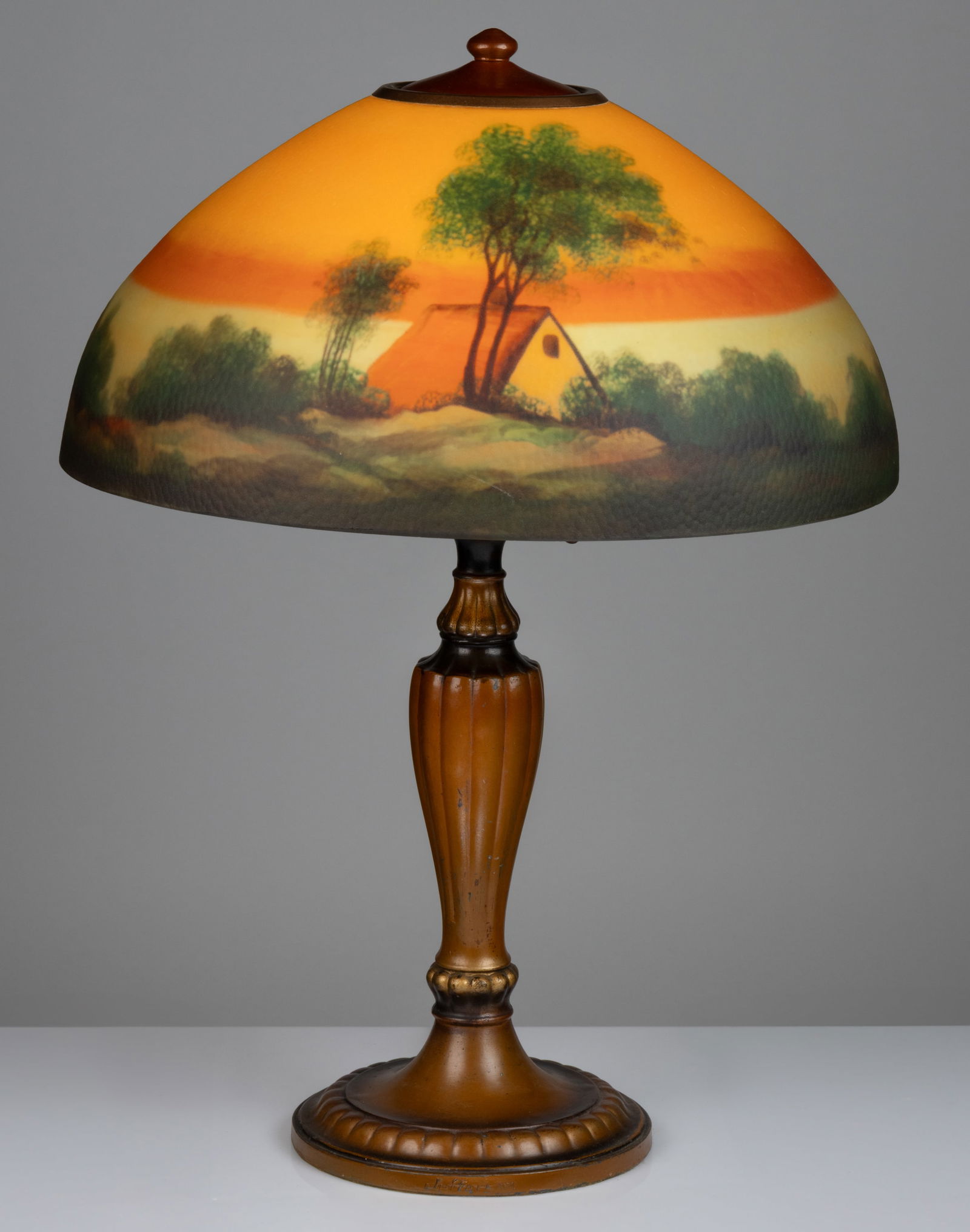 JEFFERSON LAMP CO. ELECTRIC TABLE LAMP WITH REVERSE PAINTED SHADE (1 of 9)