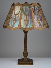 WILKINSON CO. ELECTRIC TABLE LAMP WITH SLAG-GLASS SHADE