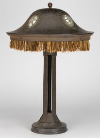 ART NOUVEAU COPPER AND MOTHER-OF-PEARL TABLE LAMP