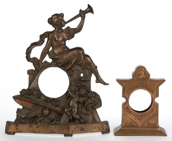 AMERICAN CAST-METAL CLOCK FRAMES, LOT OF TWO