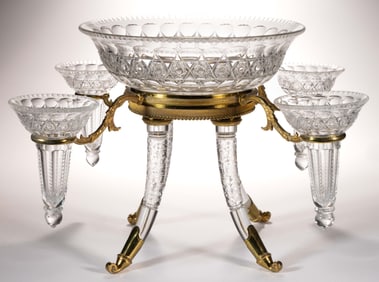 FRENCH GILT-BRASS AND CUT GLASS EPERGNE