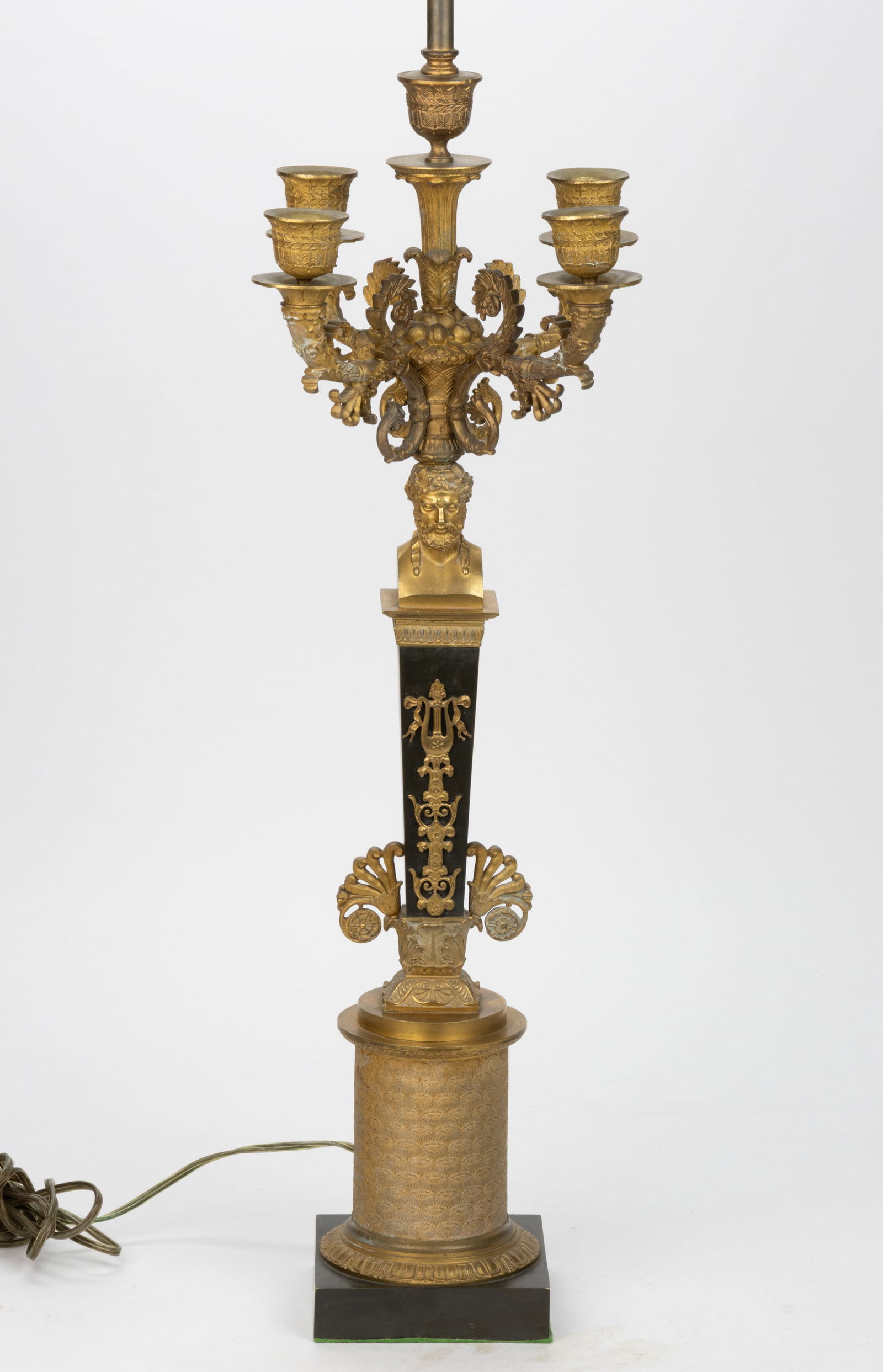 FRENCH CLASSICAL GILT- AND PATINATED-BRONZE CANDELABRUM (1 of 2)