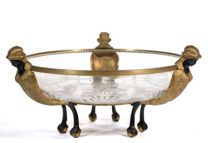 FRENCH EMPIRE-STYLE GILT-BRONZE AND CRYSTAL CENTER BOWL (1 of 3)