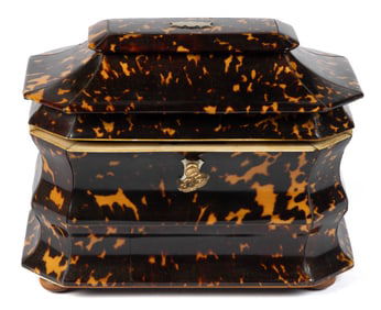 VERY FINE ENGLISH REGENCY SHELL TEA CADDY